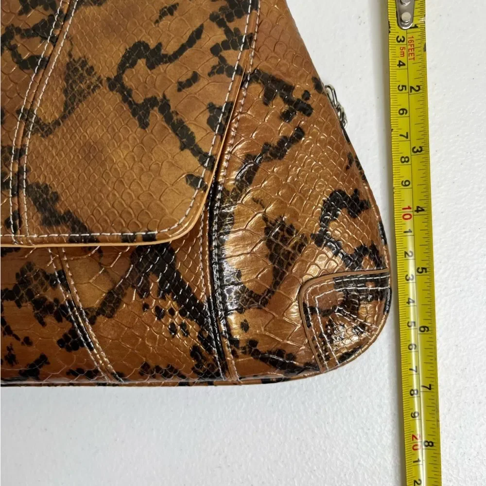 Maurizio Spagni Metallic Copper Reptile Trapezoid Chain Shoulder Bag Clutch